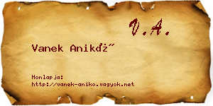 Vanek Anikó névjegykártya